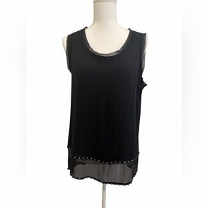 Ashley Stewart Black Sleeveless Top with Stud Accents